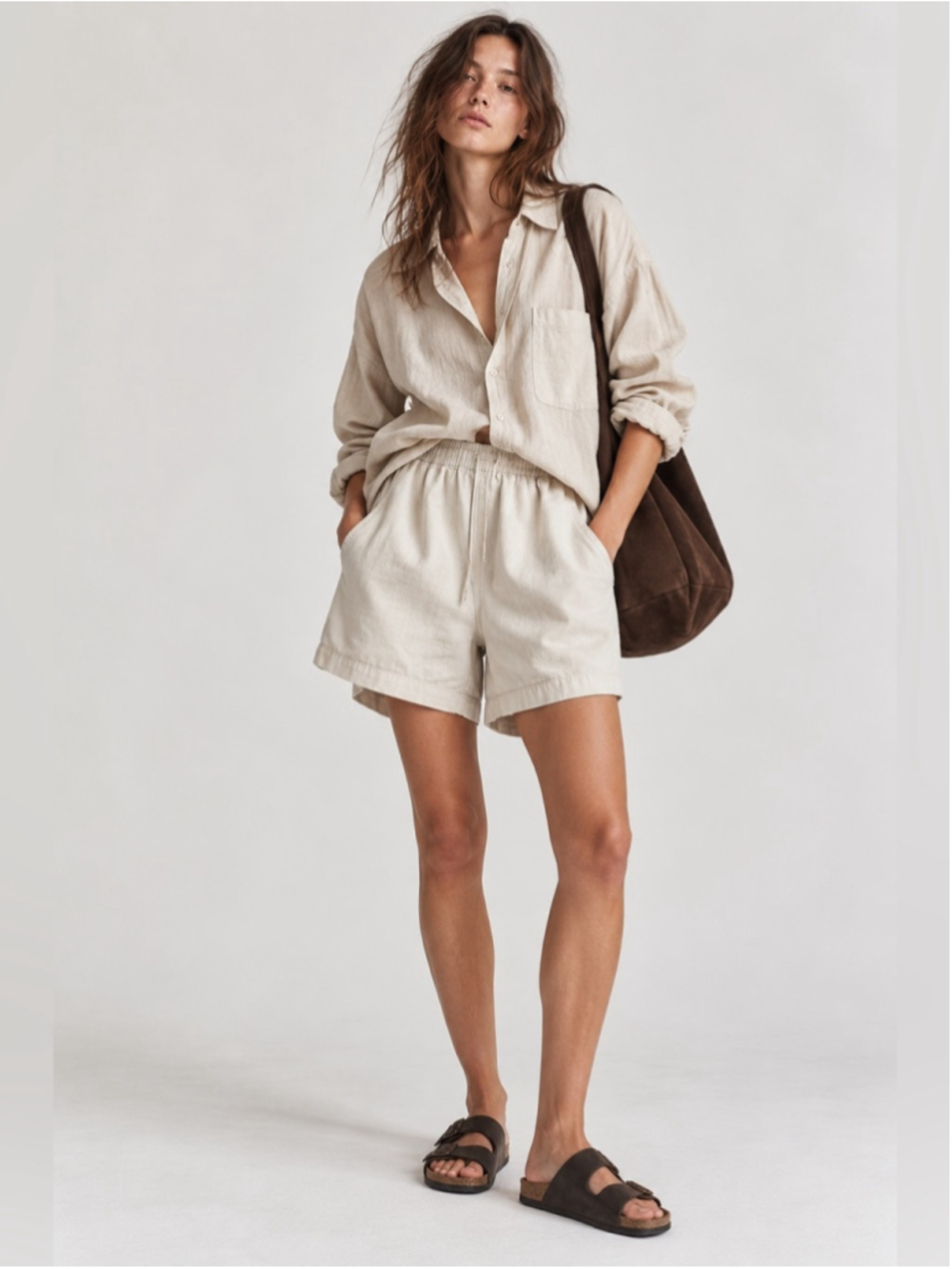 Le Bon Shoppe Nature Collection Cotton Easy Shorts Cream Size S Minimalist